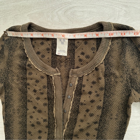 Free People Thermal Henley Top in Olive Green and Black - Picture 11 of 14